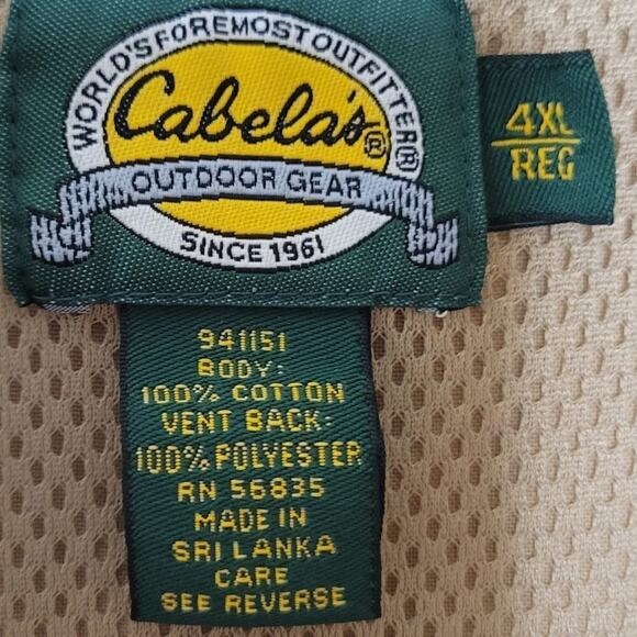 Men's Vintage Cabela's Khaki Fishing Hunting Button Up 4XL - Picture 3 of 4